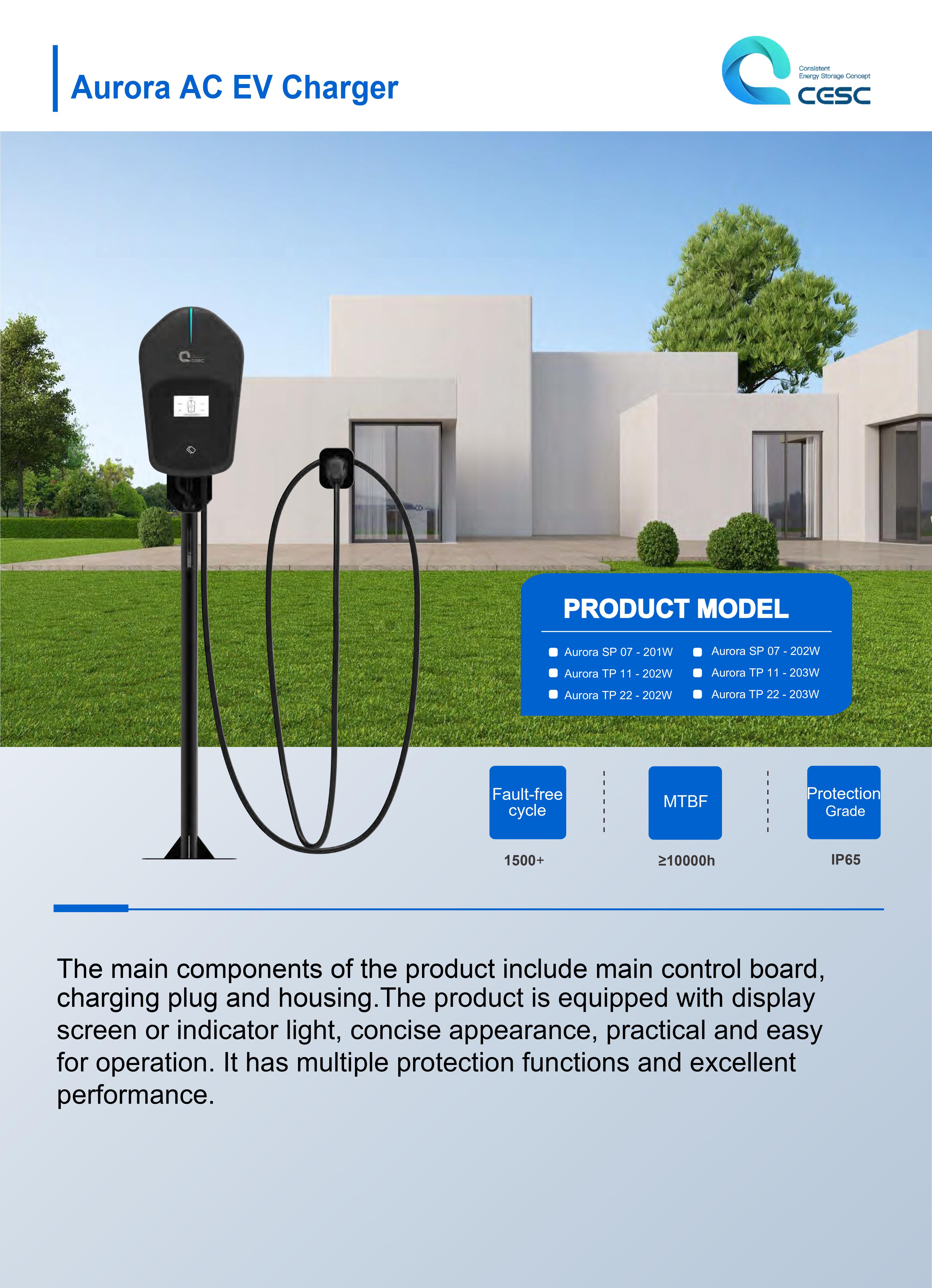 Colonnina di ricarica auto elettrica Aurora Smart AC 7-22 kW