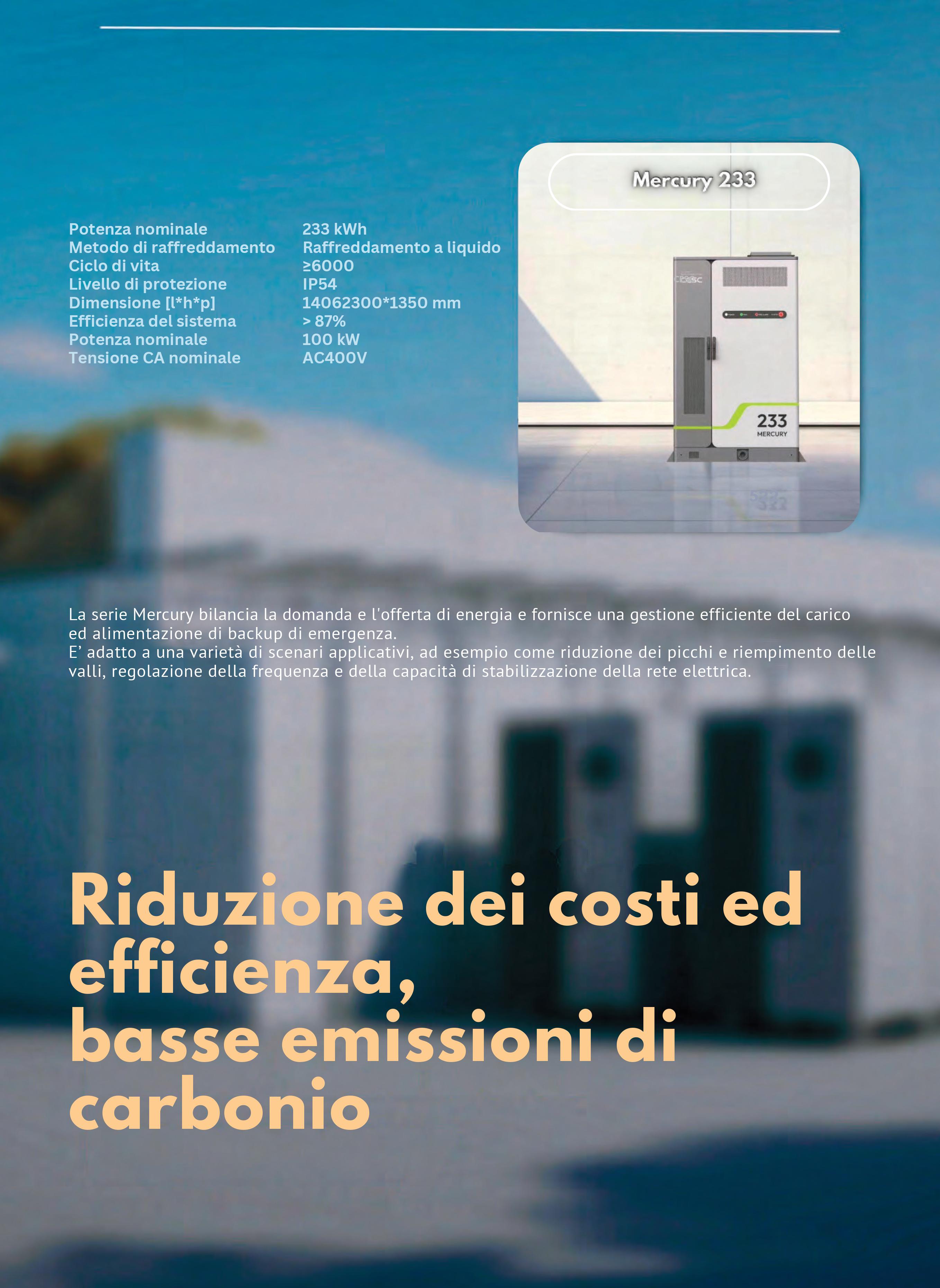 Sistema di accumulo industriale Mercury 233 kWh NovaStorage